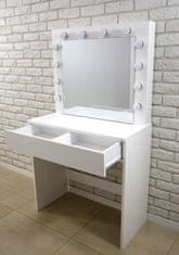 RAMIZ Fehér sminkasztal tükörrel és LED-ekkel - 80x40x140 cm