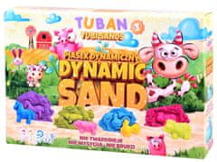RAMIZ Tuban színes kinektikus homok szett műanyag állatos formákkal