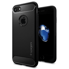 Spigen Apple iPhone 7 / 8, TPU szilikon tok, Rugged Armor, karbon minta, fekete (64589)