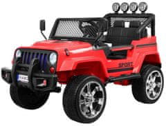 RAMIZ IdealStore Jeep Drifter 4x4 Red Star Elektromos autó távirányítóval, 125 x 65 x 78 cm, 4 Motorral, Biztonsági öv, 2 Ülés, Fényszórók és első lámpák, Audio panel, Hangvezérlők a kormányon, Maximum 30 k
