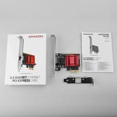 AXAGON PCEE-G25, PCIe hálózati kártya - 1x 2,5 Gigabit Ethernet port (RJ-45), Realtek, PXE, incl. LP