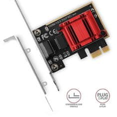 AXAGON PCEE-G25, PCIe hálózati kártya - 1x 2,5 Gigabit Ethernet port (RJ-45), Realtek, PXE, incl. LP