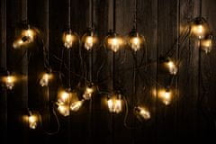 LUMILED Napelemes kerti lámpa LED fénylánc 11,48m GIRLANDA EREMI s 20x LED dekoratív izzó EDISON 3000K Meleg fehér
