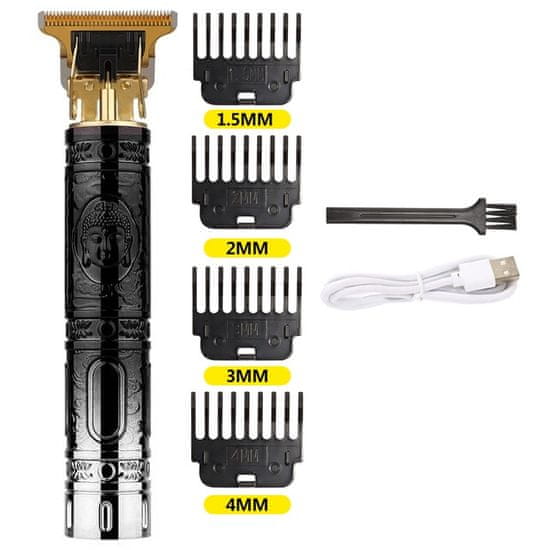 IZMAEL Budha elektromos hajnyíró gép USB töltővel-Fekete/Ezüst