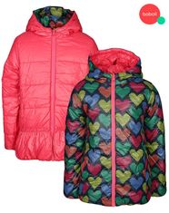 Boboli téli kabát kifordítható szines szives pink 5-6 év (116 cm)