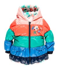Boboli téli kabát virágos ki-be fordítható puha bundával 4-5 év (110 cm)