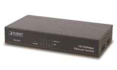 Planet FSD-503 switch 5x 10/100Base-TX, 10", fém, ventilátor nélküli, 5x 10/100Base-TX, 10", ventilátor nélküli