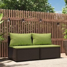 Greatstore 2 db barna polyrattan kerti középső kanapé párnával