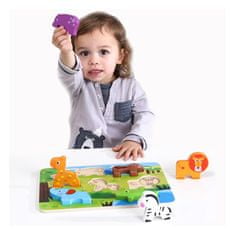 Tooky Toy Vastag 3D Montessori Puzzle Állatok Match Shapes kirakójáték