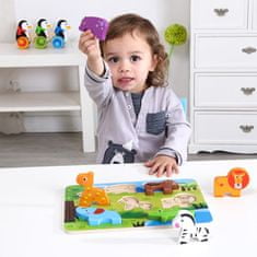 Tooky Toy Vastag 3D Montessori Puzzle Állatok Match Shapes kirakójáték