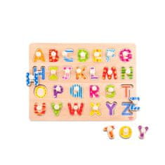Tooky Toy Montessori kirakós ábécé gombostűkkel