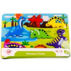 Tooky Toy Vastag Montessori Puzzle Dinoszauruszok Match Formák