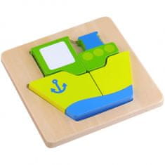 Tooky Toy Puzzles Montessori puzzle Vastag blokkok Hajó 6 el.