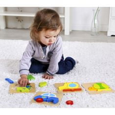 Tooky Toy Puzzles Montessori puzzle Vastag blokkok Teknőc 5 el.