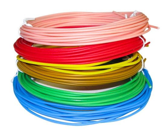 XtendLan alacsony hőmérsékletű PCL filament 3D tollakhoz, 6 szín, minden szín 5m 1.75mm féreg/zöld/kék/sárga/rózsaszín/arany