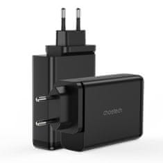 Choetech GaN hálózati töltő 2x USB-C / 2x USB 140W, fekete