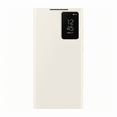 SAMSUNG Galaxy S23 Ultra SM-S918, Oldalra nyíló tok, hívás mutatóval, kártyatartóval, Smart View Wallet, krém, gyári (RS135992)