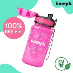 Bumpli Gyerek Kulacs 350 ml Szórófejjel és Szívószállal, Szivárgásmentes, BPA-mentes Rózsaszín - PINKBOT 