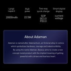 BASEUS Adaman fém powerbank digitális kijelzővel QC 20000mAh 22.5W PPAD070101, fekete