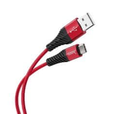 TKG Kábel: HOCO X38 - USB / Type-C (USB-C) piros szövet gyorstöltő kábel 1m, 3A