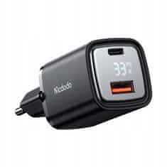 Mcdodo USB/USB-C töltő, Nano, kijelzővel, Gan 33W Pd, Mcdodo | CH-1701