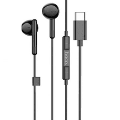 Hoco Vezetékes sztereó fülhallgató, USB Type-C, mikrofon, felvevő gomb, hangerő szabályzó, M93, fekete (RS131053)