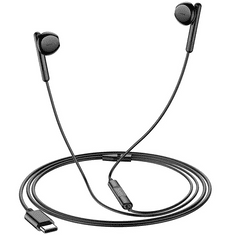 Hoco Vezetékes sztereó fülhallgató, USB Type-C, mikrofon, felvevő gomb, hangerő szabályzó, M93, fekete (RS131053)