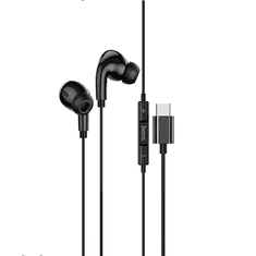 Hoco Vezetékes sztereó fülhallgató, USB Type-C, mikrofon, hangerő szabályzó, M83, fekete (RS132678)