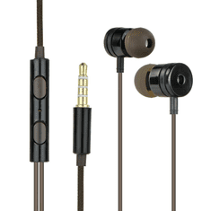 TokShop Vezetékes sztereó fülhallgató, 3.5 mm, felvevőgombos, dobozos, fekete (48115)
