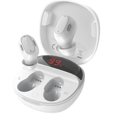 BASEUS Bluetooth sztereó fülhallgató, v5.0, TWS, töltőtok, zajszűrővel, LED-es kijelző, Encok WM01 Plus, fehér (RS115346)