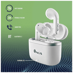NGS Artica Crown TWS Bluetooth Headset Érintésvezérléssel, Fehér (127016)