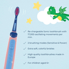 Playbrush Smart Sonic elektromos gyermek fogkefe rózsaszín-kék (9010061000711) (9010061000711)