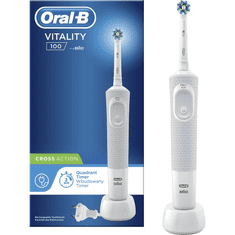 BRAUN Oral-B D100 Vitality elektromos fogkefe CrossAction fejjel fehér (D100 Vitality + Cross Action W)