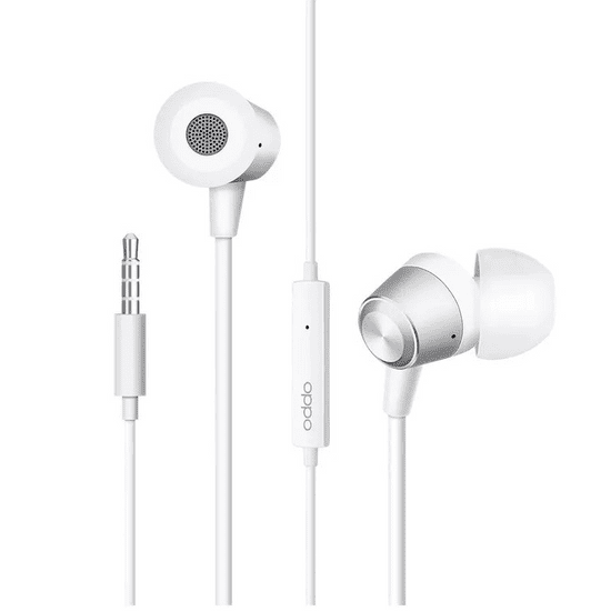 OPPO Vezetékes sztereó fülhallgató, 3.5 mm, mikrofon, funkció gomb, zajszűrő, MH130, fehér, gyári (113780)