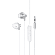 Hoco Vezetékes sztereó fülhallgató, 3.5 mm, mikrofon, funkció gomb, mágneses, M75 Belle, ezüst (93510)
