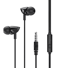 REMAX Vezetékes sztereó fülhallgató, 3.5 mm, mikrofon, funkció gomb, RW-106, fekete (6954851230229)