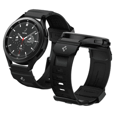 Spigen Samsung Galaxy Watch 4 (40 / 44mm) / Watch 4 Classic (42 / 46mm), szilikon pótszíj, karbon minta, Rugged Band, fekete (115883)