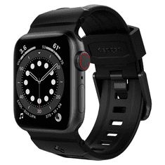 Spigen Apple Watch 1-6, SE (38 / 40 mm), szilikon pótszíj, karbon minta, Rugged Band, fekete (115882)