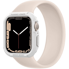 Spigen Apple Watch 4-6, SE (44mm), Watch 7 (45mm), Szilikon védőkeret, ütésálló, szíj nélkül, Rugged Armor, fehér (RS122758)