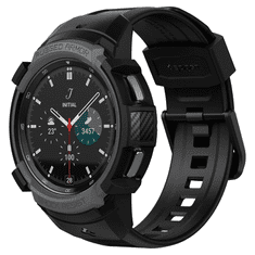 Spigen Samsung Galaxy Watch 4 Classic (46mm) SM-R890, Szilikon védőkeret, ütésálló, szíjjal, Rugged Armor Pro, sötétszürke (112800)