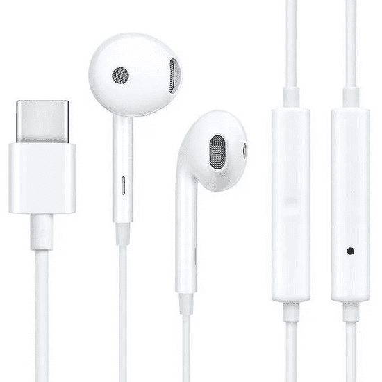 OPPO Vezetékes sztereó fülhallgató, USB Type-C, mikrofon, funkció gomb, MH147, fehér, gyári (113782)