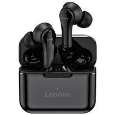 Lenovo Bluetooth sztereó fülhallgató, v5.0, TWS, töltőtok, érintés vezérlés, vízálló, QT82, fekete, gyári (RS102141)