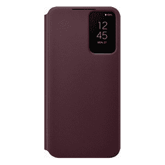 SAMSUNG Galaxy S22 Plus 5G SM-S906, Oldalra nyíló tok, hívás mutatóval, Clear View Cover, bordó, gyári (RS121422)