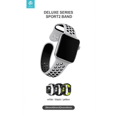 Devia Apple Watch lyukacsos sport szíj - Deluxe Series Sport2 Band - 42/44 mm - black/yellow (ST325038)