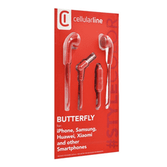 CellularLine BUTTERFLY fülhallgató SZTEREO (3.5mm jack, mikrofon, felvevő gomb) PIROS (BUTTERFLYSMARTP) (BUTTERFLYSMARTP)