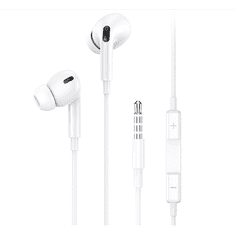 USAMS EMOVE EP-41 fülhallgató SZTEREO (3.5mm jack, mikrofon, felvevő gomb, hangerő szabályzó) FEHÉR (SJ451HS01) (SJ451HS01)