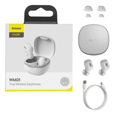 BASEUS Encok WM01 TWS Bluetooth fülhallgató fehér (NGWM01-02) (NGWM01-02)