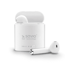 SAVIO TWS-01 vezeték nélküli Bluetooth fülhallgató fehér (TWS-01)