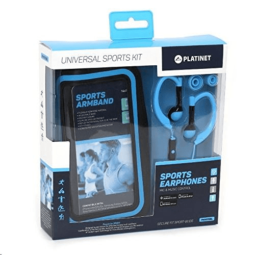 Platinet PM1070BL mikrofonos sport fülhallgató + karpánt kék (PM1070BL)