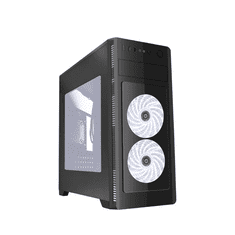Gembird Fornax 1000W táp nélküli ablakos ház fekete, fehér LED-es ventilátorokkal (CCC-FC-1000W) (CCC-FC-1000W)